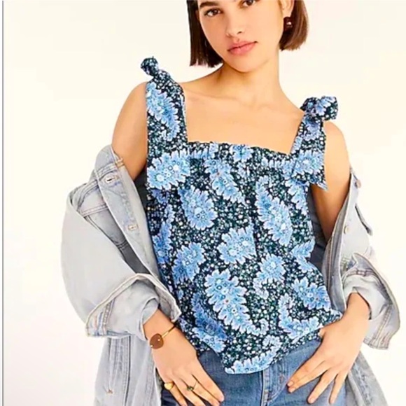 J. Crew Collection Tie-Shoulder Tank in Ratti Pacific Paisley - Picture 1 of 9